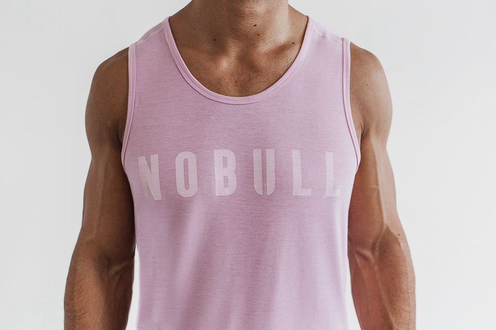 NOBULL Men's Tank Tops - Pink - Ireland (9785JBKNZ)